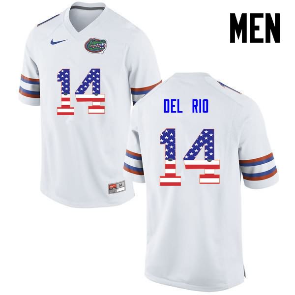 NCAA Florida Gators Luke Del Rio Men's #14 USA Flag Fashion Nike White Stitched Authentic College Football Jersey NAW2664FC